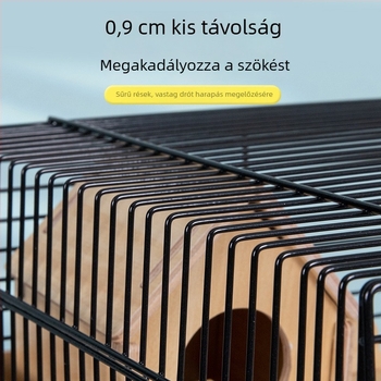 Fém Hörcsögketrec, modell 47, kétszintes, villa-stílusú nagy méretű ketrec, egész éves használatra