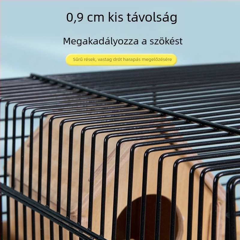 Fém Hörcsögketrec, modell 47, kétszintes, villa-stílusú nagy méretű ketrec, egész éves használatra