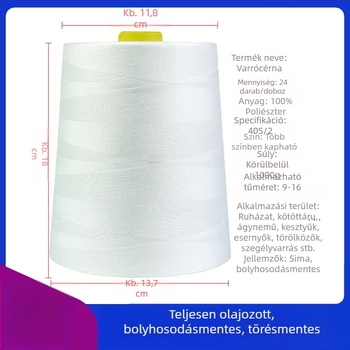 Poliészter varrófonal, 1 kg, 402-es nagy tekercs, Pagoda típusú ruházati varrófonal, erős és folyamatos
