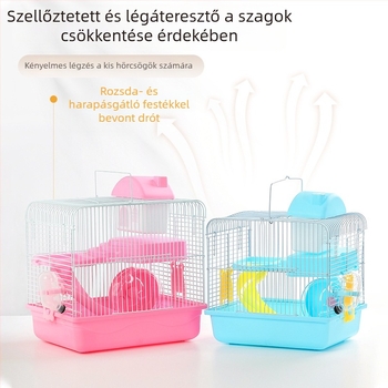 Fém hörcsögketrec kettős használattal, nagy, kétszintes luxus villa arany hörcsögök számára