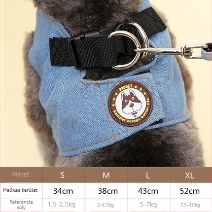 Denim kutya póráz és hám szett