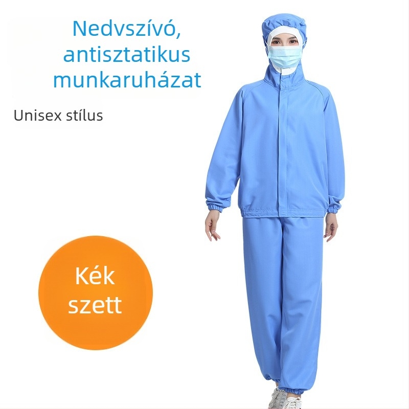 Antisztatikus kapucnis munkaruha élelmiszeripar számára, nedvességelvezető, könnyen mosható, hosszú ujjú kosztüm logóval