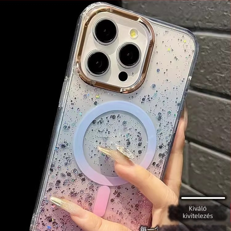 Új csillagfényes mágneses tok iPhone 13-16 Pro sorozathoz, gradient felület