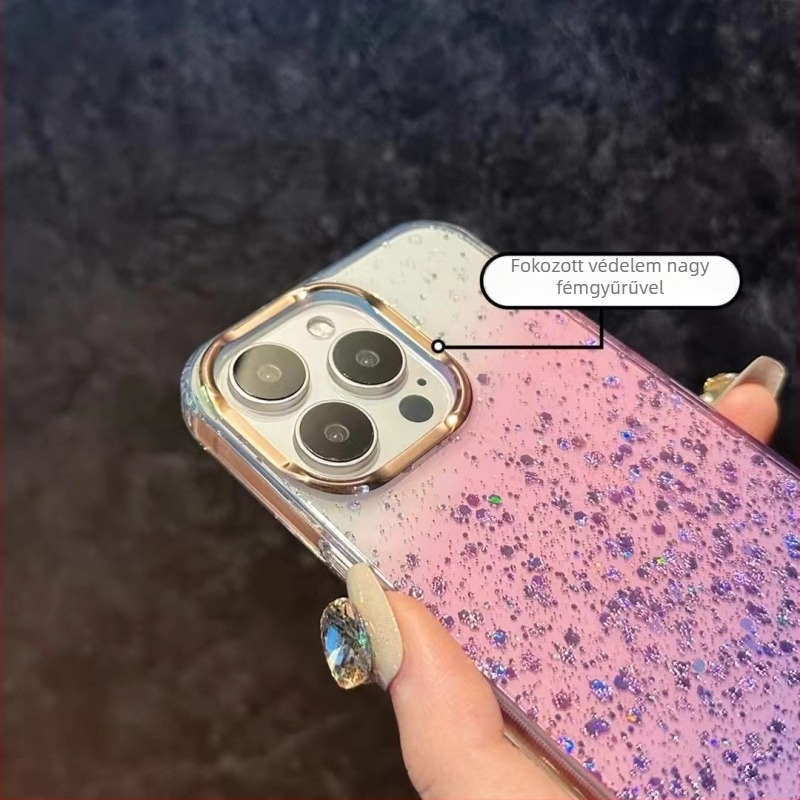 Új csillagfényes mágneses tok iPhone 13-16 Pro sorozathoz, gradient felület