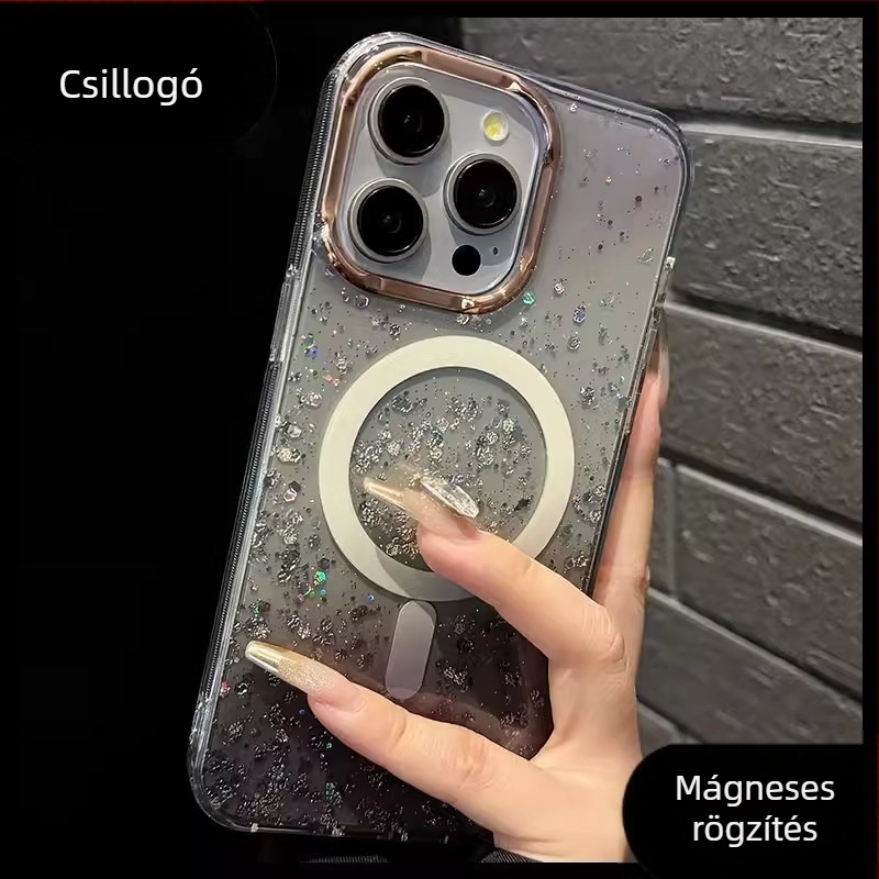 Új csillagfényes mágneses tok iPhone 13-16 Pro sorozathoz, gradient felület