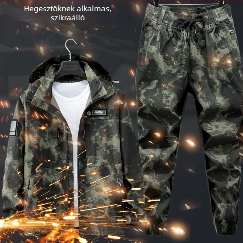 Rugalmas kültéri kamufláž antistatikus munkaruha, kopásálló hegesztődzseki