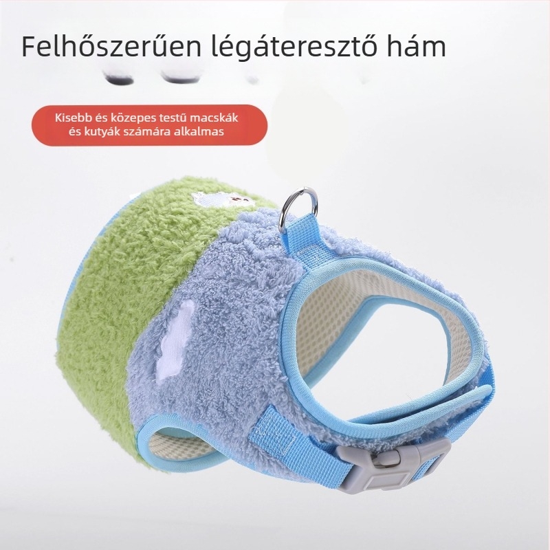 Légáteresztő, állítható kutya- és macskahám, pórázzal