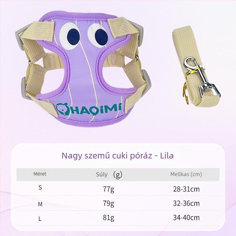 Légáteresztő, állítható kutya- és macskahám, pórázzal