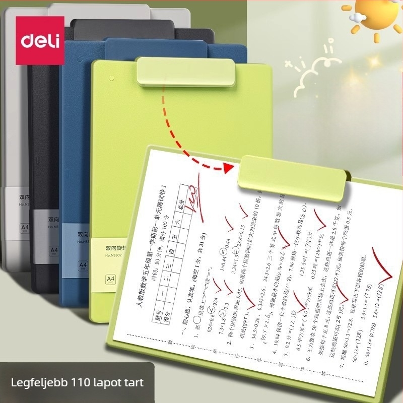 Deli Ns502 forgatható tábla clamp, A4 széles irattartó, irodai rendező dokumentumok horizontális és vertikális tárolásához