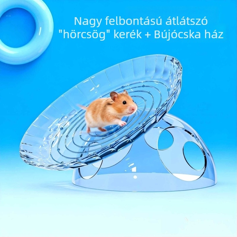 Arany hörcsög Frisbee Futókerék Rejtett Házzal és Tájdekorral