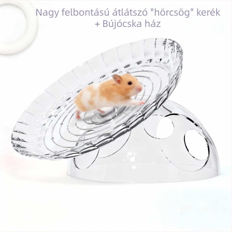 Arany hörcsög Frisbee Futókerék Rejtett Házzal és Tájdekorral