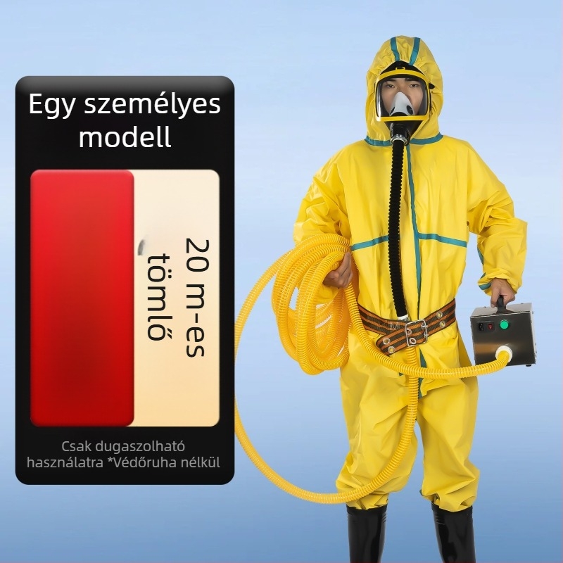Hajtott levegővel ellátott légzőkészülék hosszú csővel toxikus gázok spray-hez, latex – új modell