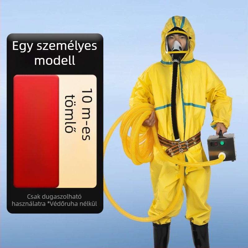 Hajtott levegővel ellátott légzőkészülék hosszú csővel toxikus gázok spray-hez, latex – új modell