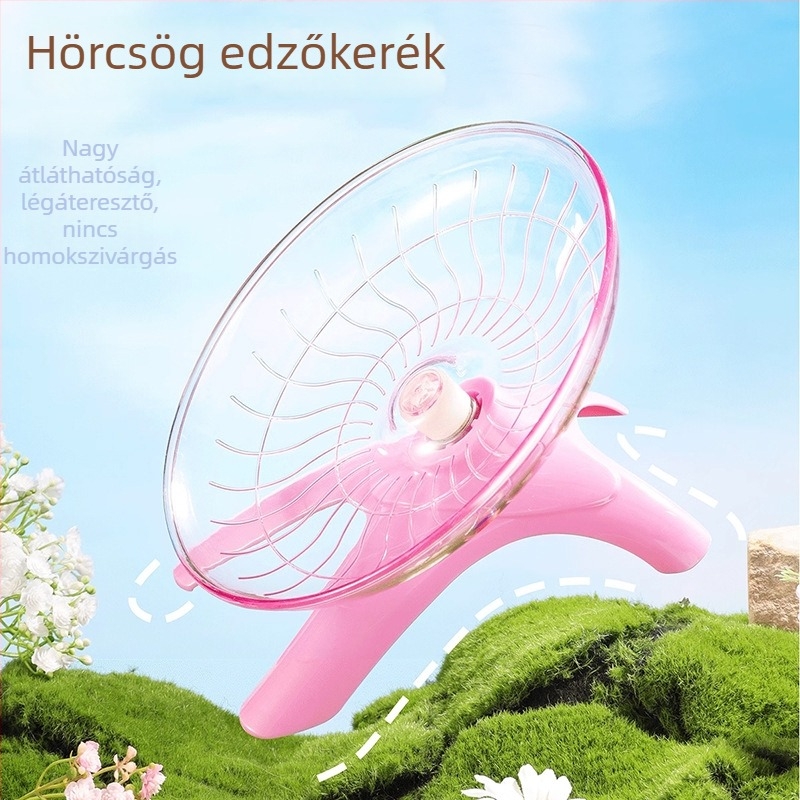 Hamster futókerék repülő koronggal és halk tartóval – háziállat játék