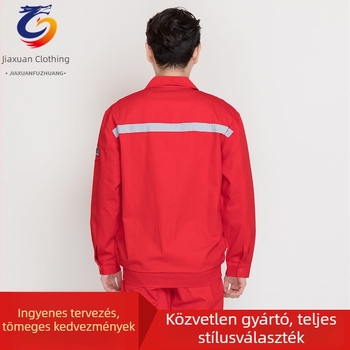 Anti-sztatikus férfi munkaruha overál, hosszú ujjú, tartós pamut, tavasz–ősz