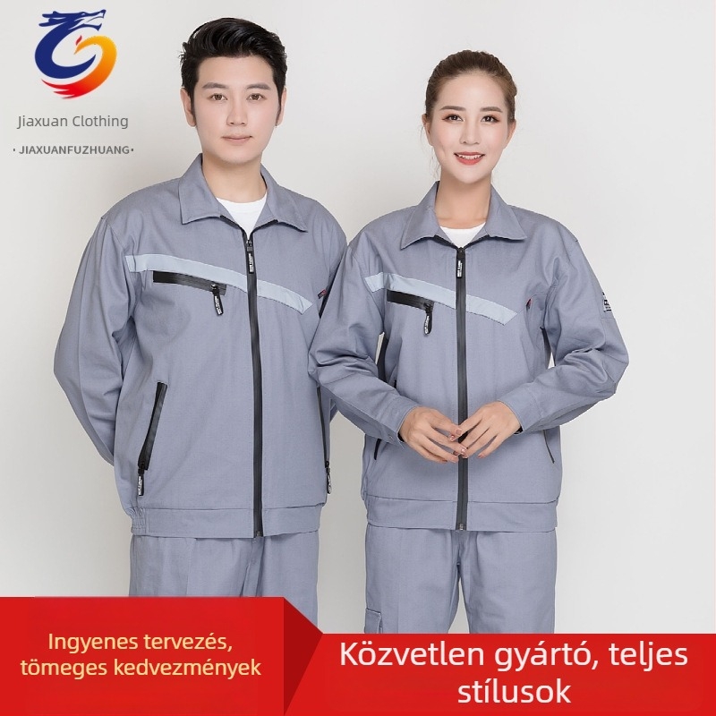 Anti-sztatikus férfi munkaruha overál, hosszú ujjú, tartós pamut, tavasz–ősz