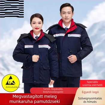 Antisztatikus pamutbetétes munkaruházat fényvisszaverő logóval, nyomtatás és hímzés