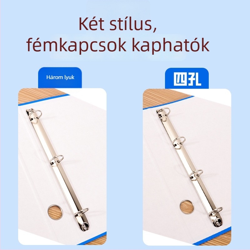 Kék A4 gyorskioldó irattartó, 3- és 4 lyukas, dokumentumok tárolására, irodai kellék