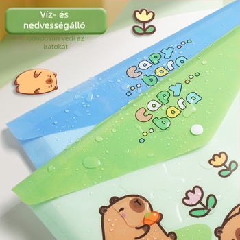 A4-es nagy kapacitású cartoon stílusú irattáska dokumentumokhoz, szerződésekhez, nyugta és vizsgadolgozatokhoz pattintós zárással