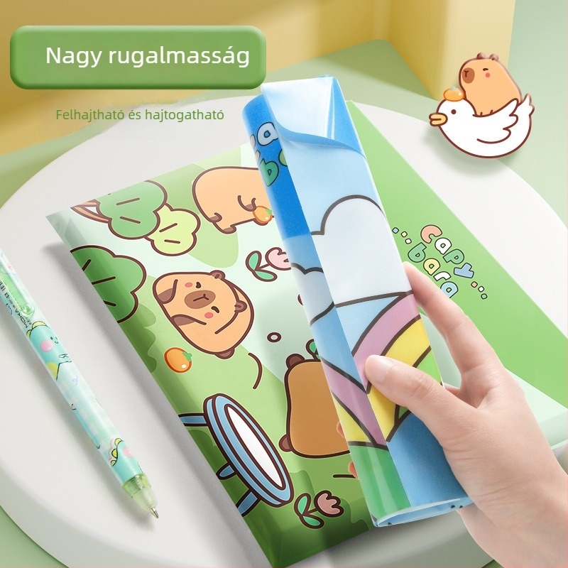 A4-es nagy kapacitású cartoon stílusú irattáska dokumentumokhoz, szerződésekhez, nyugta és vizsgadolgozatokhoz pattintós zárással