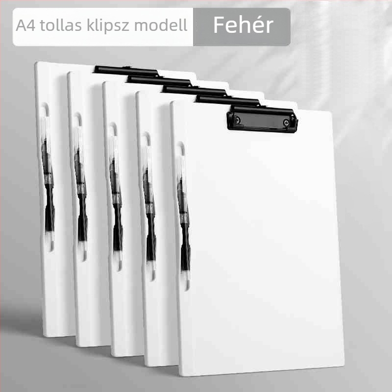 A4-es vastag dokumentum-mappa klippel, írásfelület, tolltartó és menüklip