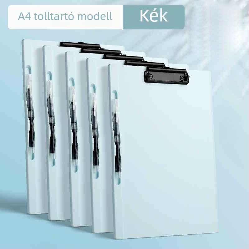 A4-es vastag dokumentum-mappa klippel, írásfelület, tolltartó és menüklip