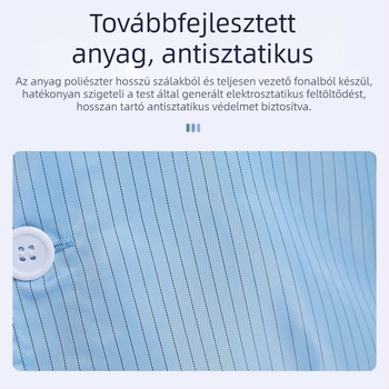 Kék antistatikus laboratóriumi köpeny, uniszex, plusz méret, védőruha elektronikai, laboratóriumi és élelmiszeripari felhasználásra