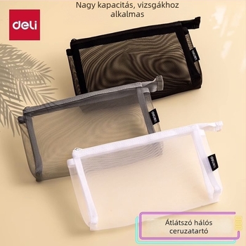 Deli BC347 átlátszó hálós tolltartó, iskolai vizsgákhoz