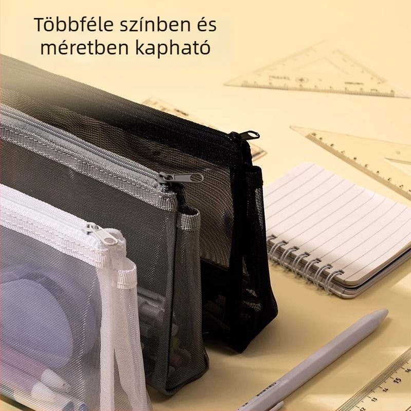 Deli BC347 átlátszó hálós tolltartó, iskolai vizsgákhoz
