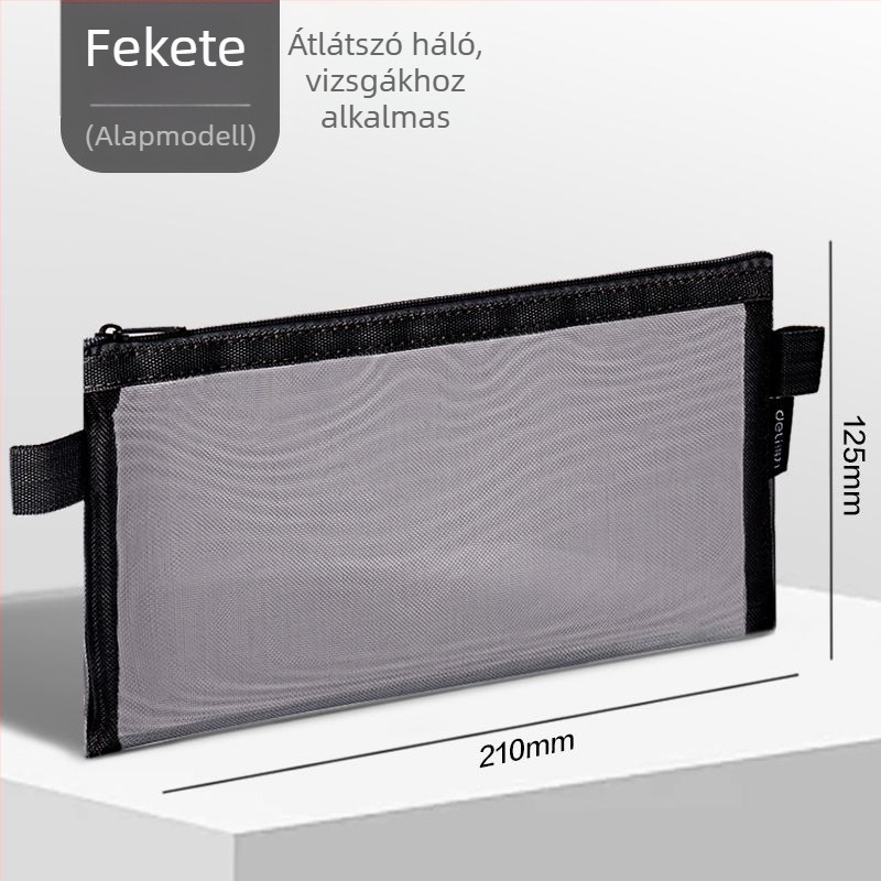 Deli BC347 átlátszó hálós tolltartó, iskolai vizsgákhoz