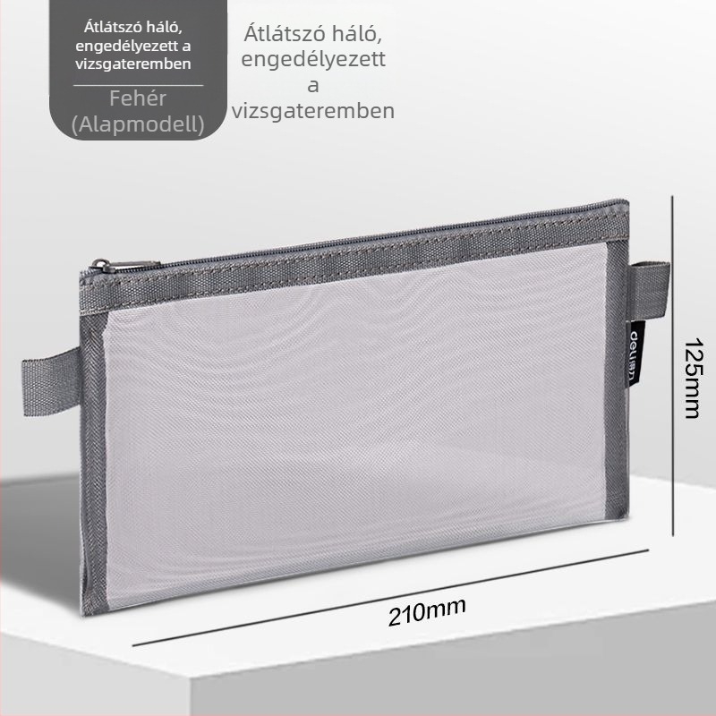 Deli BC347 átlátszó hálós tolltartó, iskolai vizsgákhoz