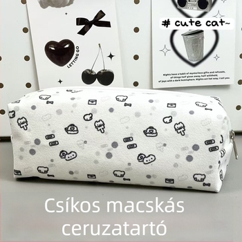 Line Art macska tolltartó – aranyos, letisztult, nagy kapacitású, multifunkcionális irodaszertároló lányoknak és diákoknak
