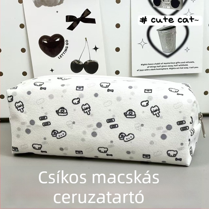Line Art macska tolltartó – aranyos, letisztult, nagy kapacitású, multifunkcionális irodaszertároló lányoknak és diákoknak