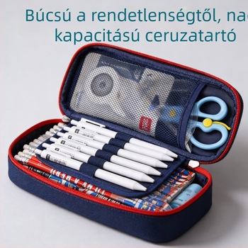 Koreai stílusú tolltartó és iskolai kellékek tartója, nagy kapacitású, Oxford szövetből