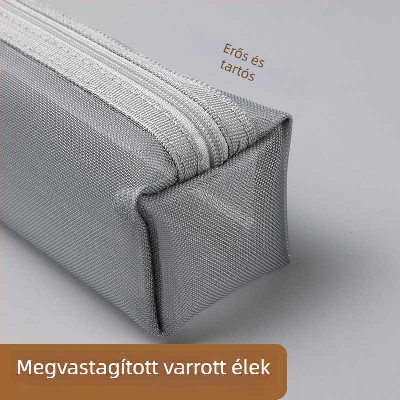 Nagy kapacitású hálós tolltartó, átlátszó iskolai írószerek tárolója, hordozható