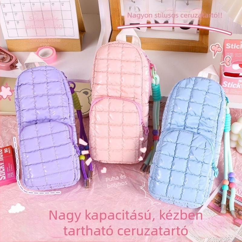 Diákoknak készült tolltartó, nagy kapacitású, kétszintes, hétköznapi stílusú, multifunkcionális