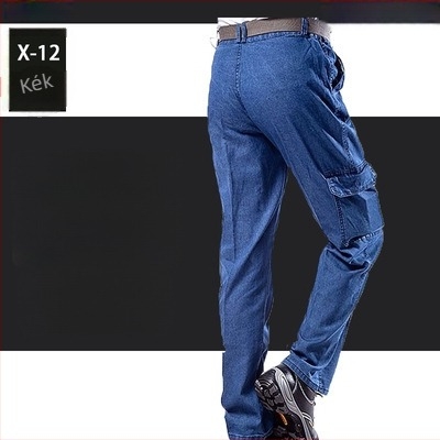 Férfiaknak denim munkanadrág több zsebbel, ellenálló, laza szabás, 97% pamut