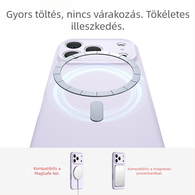 iPhone 17 Pro Maxhoz készült folyékony szilikon mágneses tok, teljes védelem, pontos kivágások és integrált gombtervezés
