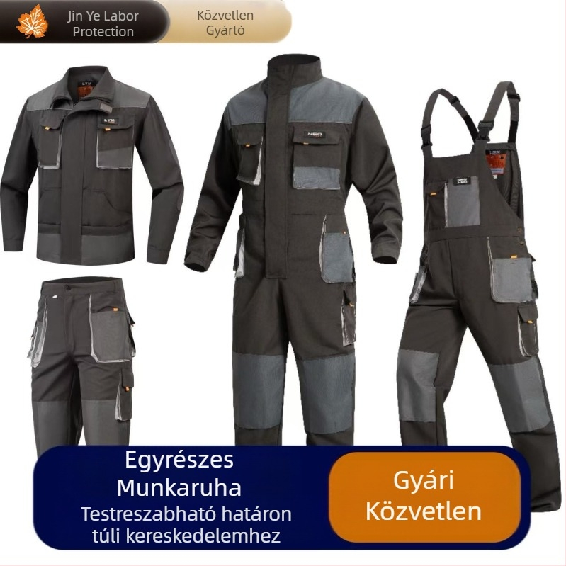 Férfi munkaruházat tavasz-őszi, hosszú ujjú, több zseb, kopásálló poliészter, műhelyhez