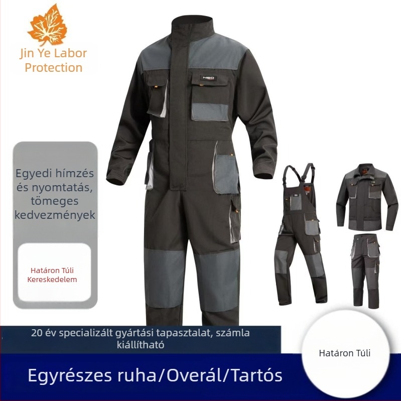 Férfi munkaruházat tavasz-őszi, hosszú ujjú, több zseb, kopásálló poliészter, műhelyhez