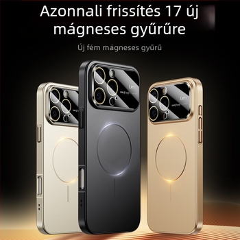iPhone 17 Pro mágneses matt tok nagy ablakkal, ütésálló