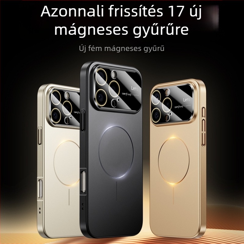 iPhone 17 Pro mágneses matt tok nagy ablakkal, ütésálló