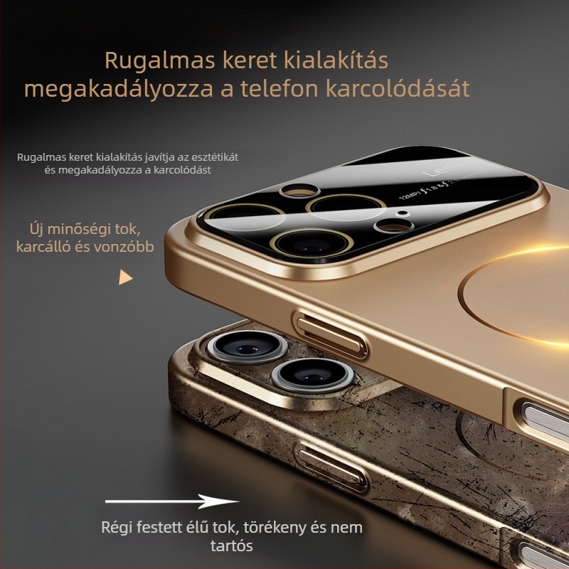 iPhone 17 Pro mágneses matt tok nagy ablakkal, ütésálló