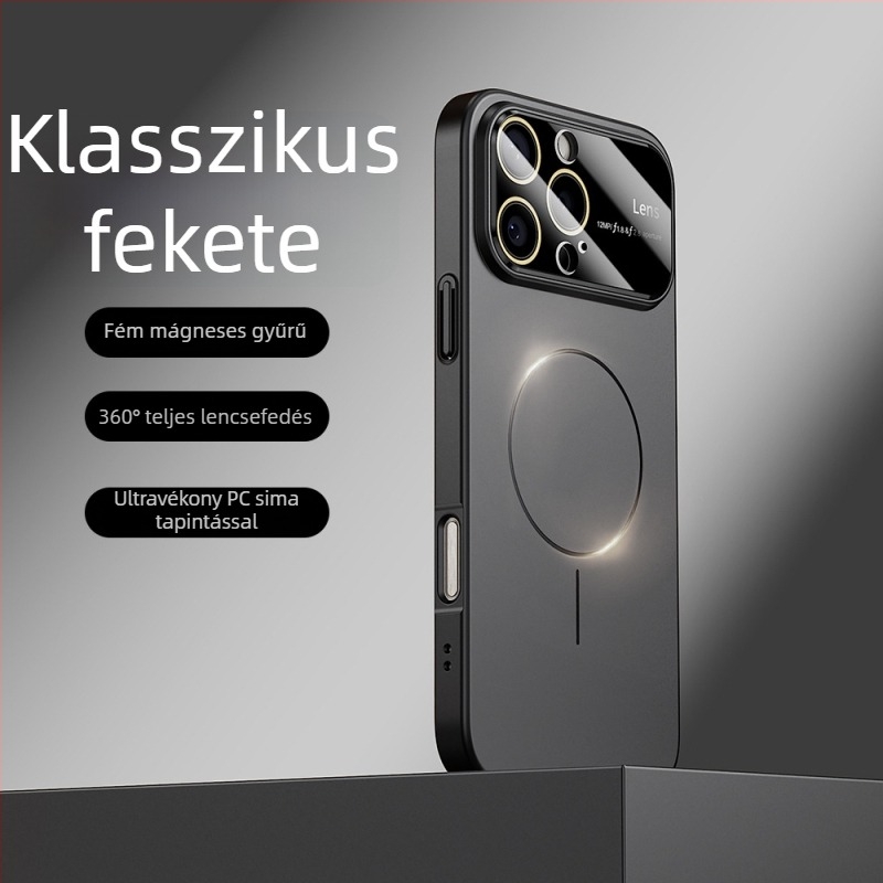 iPhone 17 Pro mágneses matt tok nagy ablakkal, ütésálló
