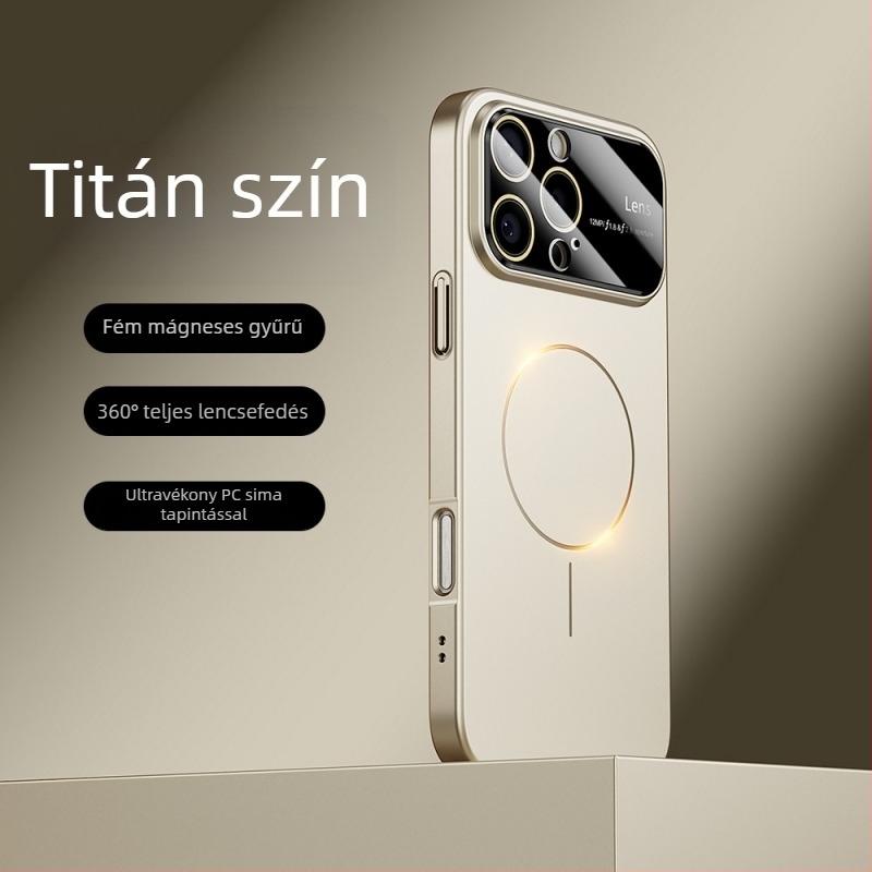 iPhone 17 Pro mágneses matt tok nagy ablakkal, ütésálló
