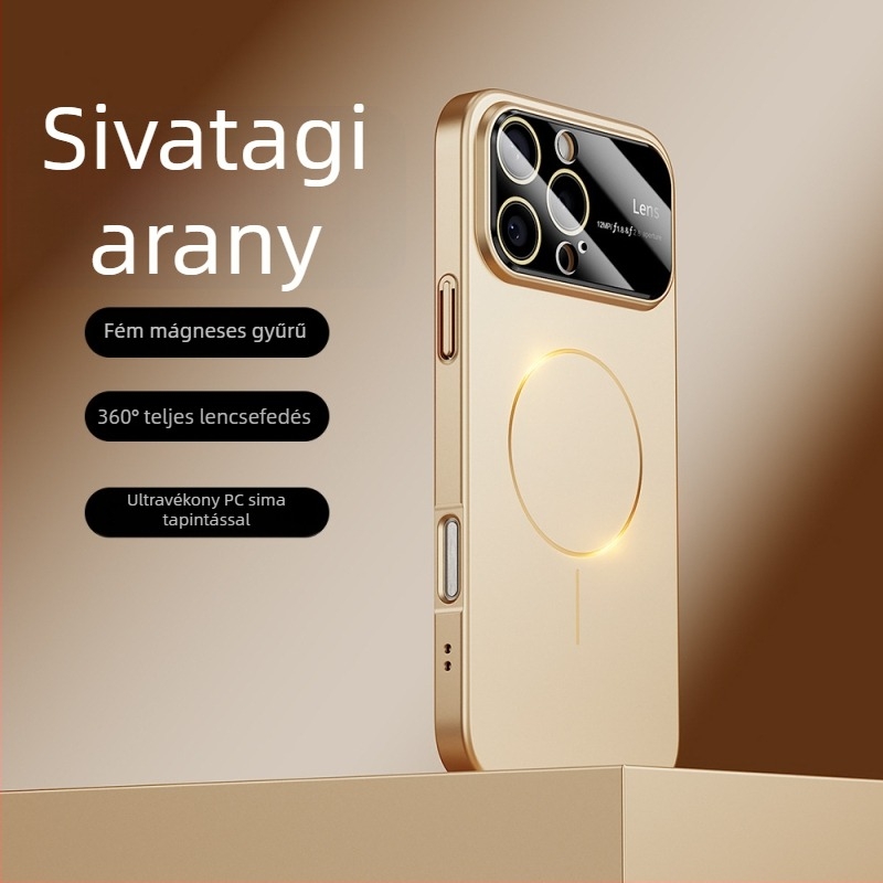 iPhone 17 Pro mágneses matt tok nagy ablakkal, ütésálló