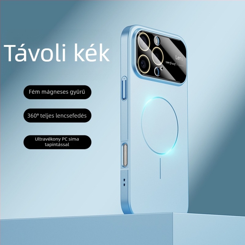 iPhone 17 Pro mágneses matt tok nagy ablakkal, ütésálló
