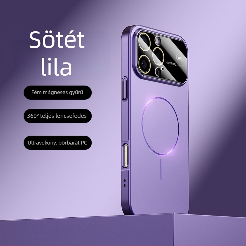 iPhone 17 Pro mágneses matt tok nagy ablakkal, ütésálló