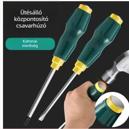 Átható mágneses csavarhúzó, ultrakemény ipari ütőcsavarhúzó, lapos és kereszthorny fejű nehéz kivitel
