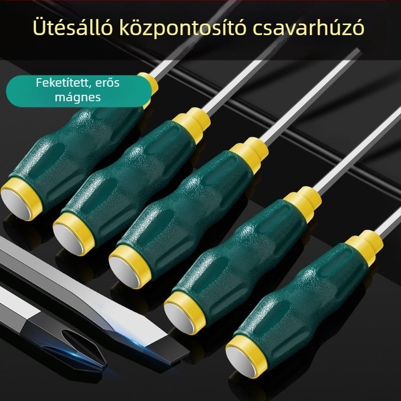 Átható mágneses csavarhúzó, ultrakemény ipari ütőcsavarhúzó, lapos és kereszthorny fejű nehéz kivitel